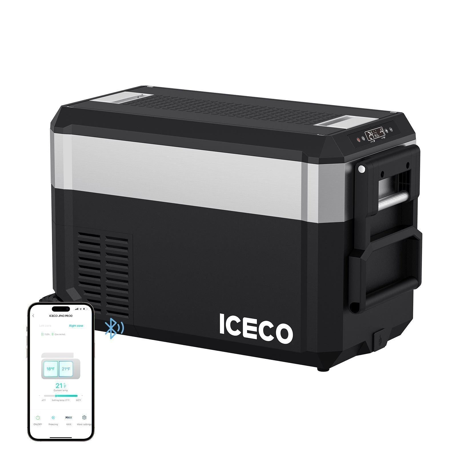 JP Pro Series 40/51QT Dual Zone Wheeled Car Fridge With Cover-SILVER | ICECO