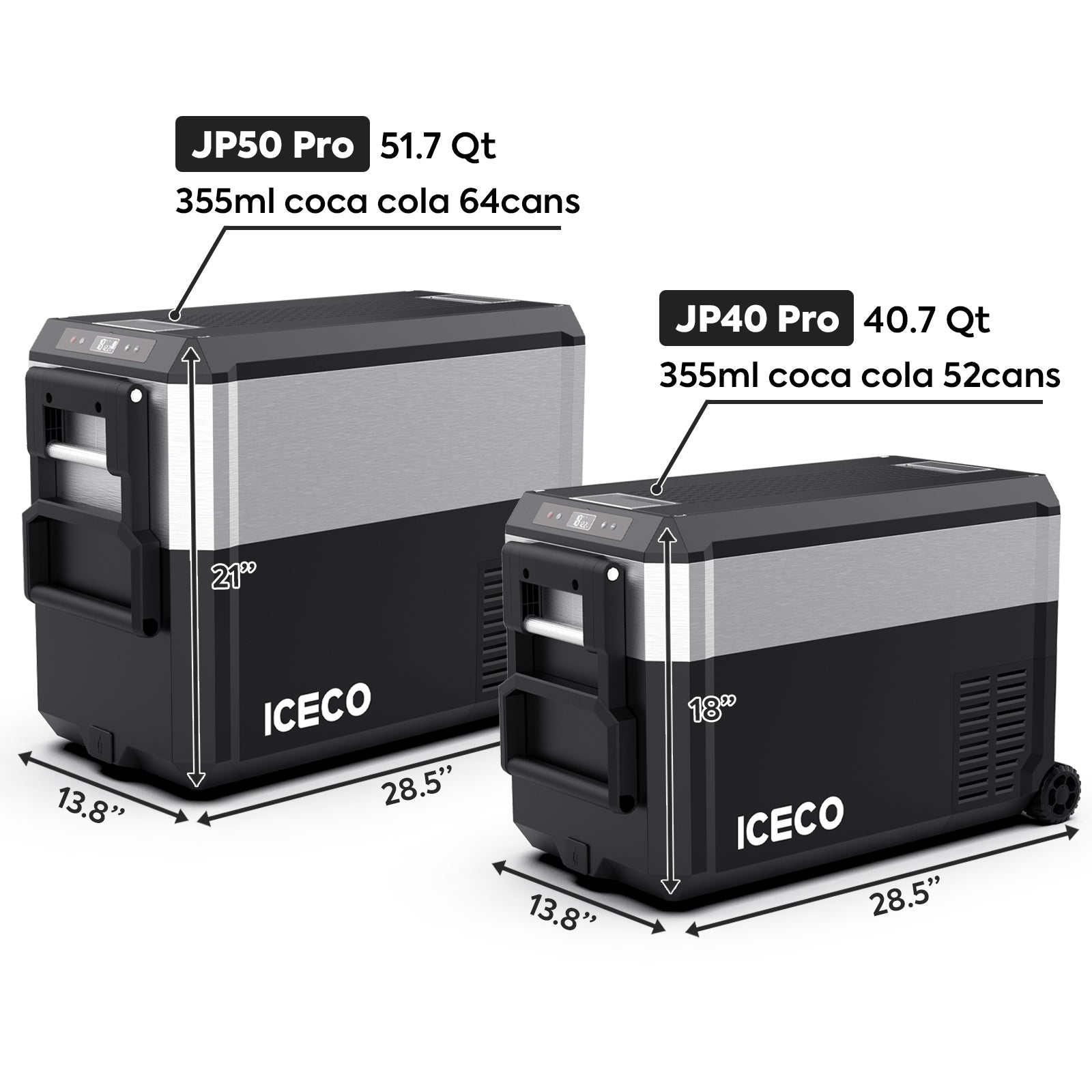 JP Pro Series 40/50QT Wheeled Portable Freezer Car Fridge With Cover | ICECO