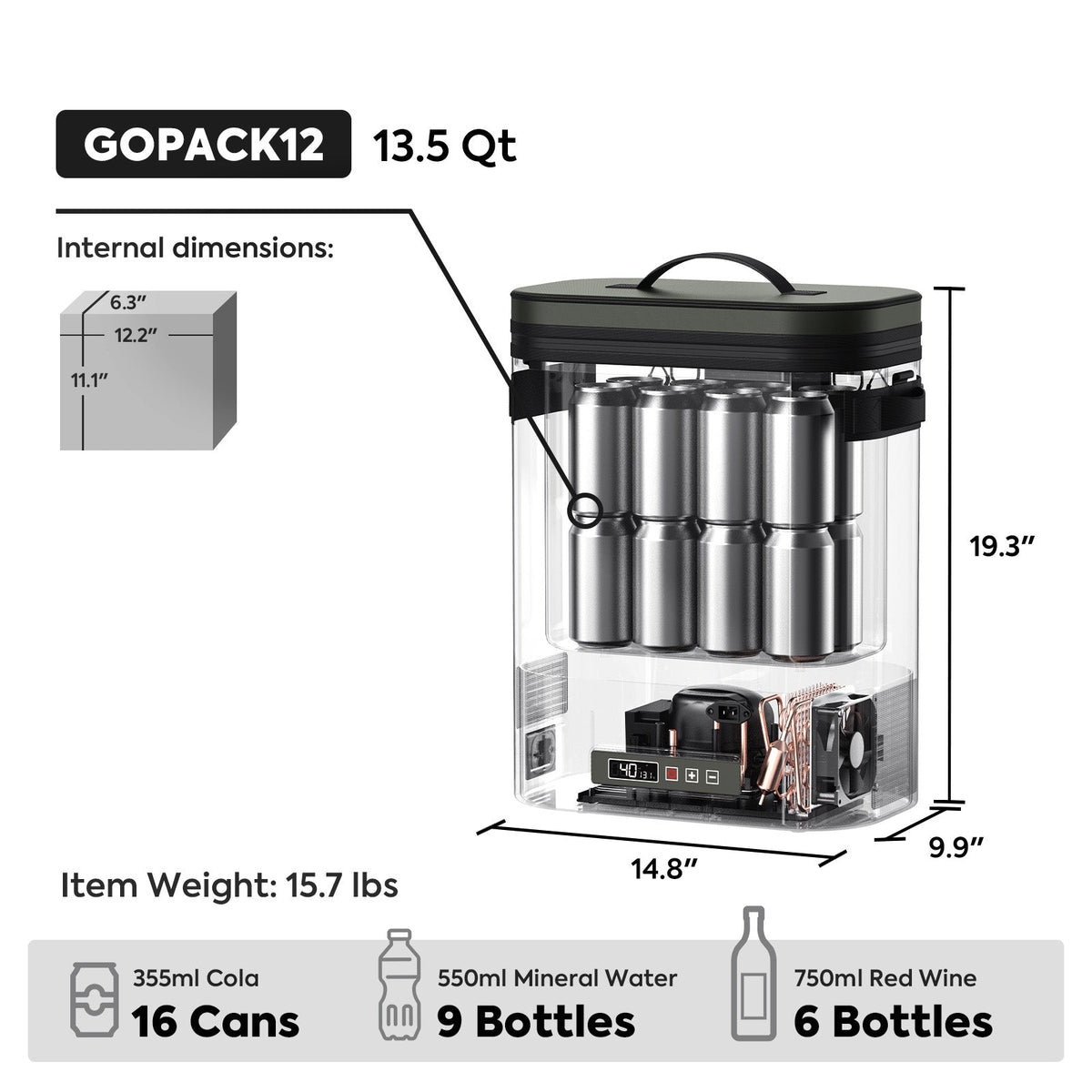 GOPack12 Single Zone Backpack Portable Cooler | ICECO | 13.5 QT - image 6