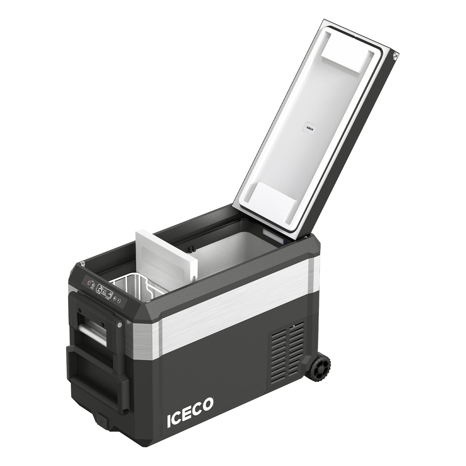 JP Pro Series 40/51QT Dual Zone Wheeled Car Fridge With Cover-SILVER | ICECO