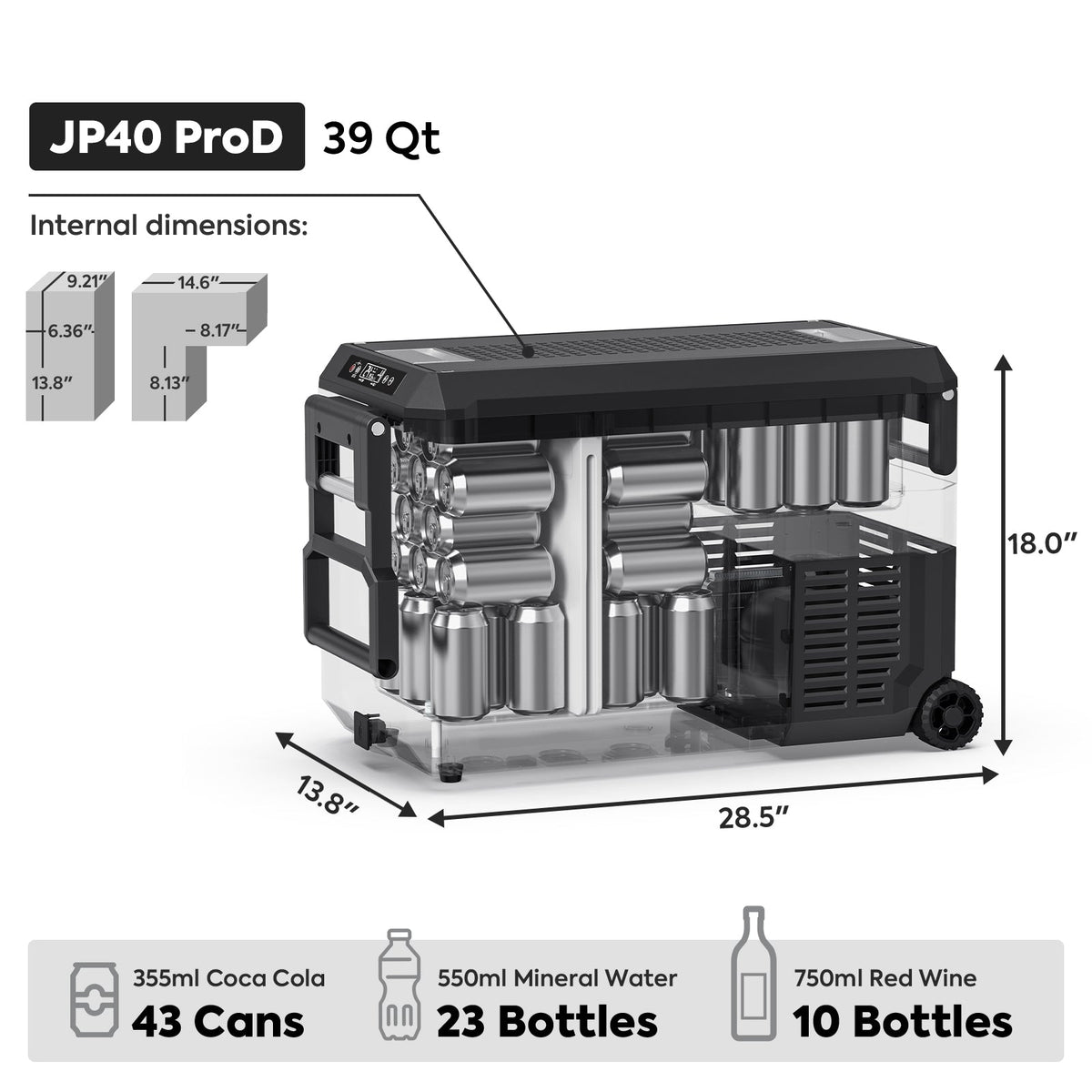 JP40 Pro Dual Zone Wheeled Portable Cooler | ICECO | 39 QT - image 5