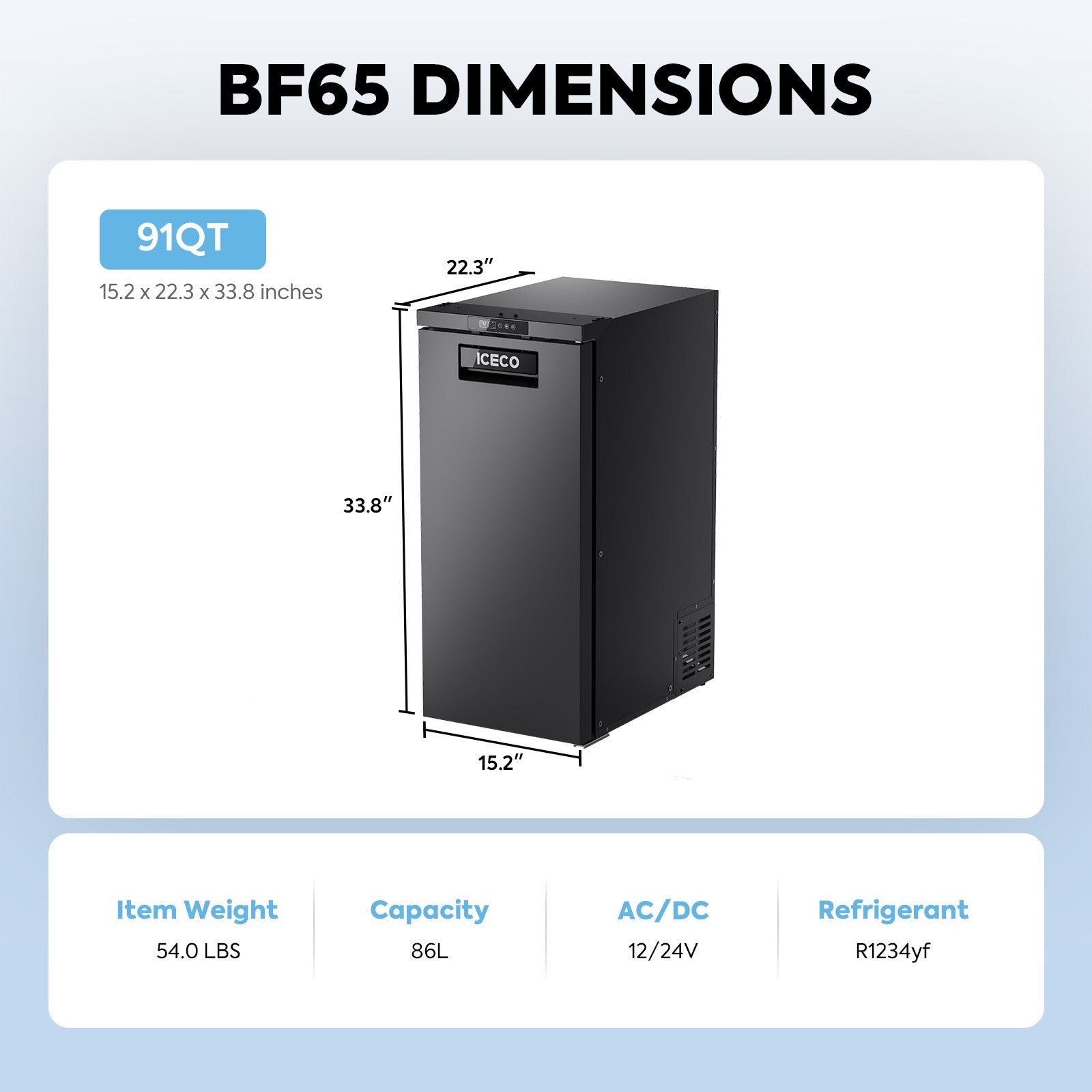 BF65/BF86 Series 66/91QT 12V RV/Truck Portable Freezer | ICECO