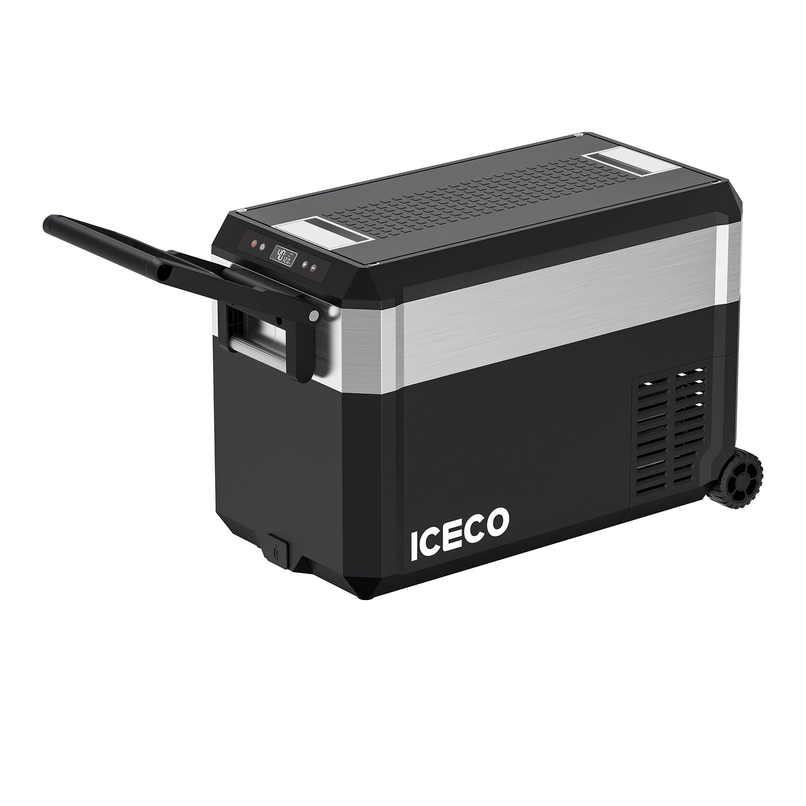 JP Pro Series 40/51QT Dual Zone Wheeled Car Fridge With Cover-SILVER | ICECO