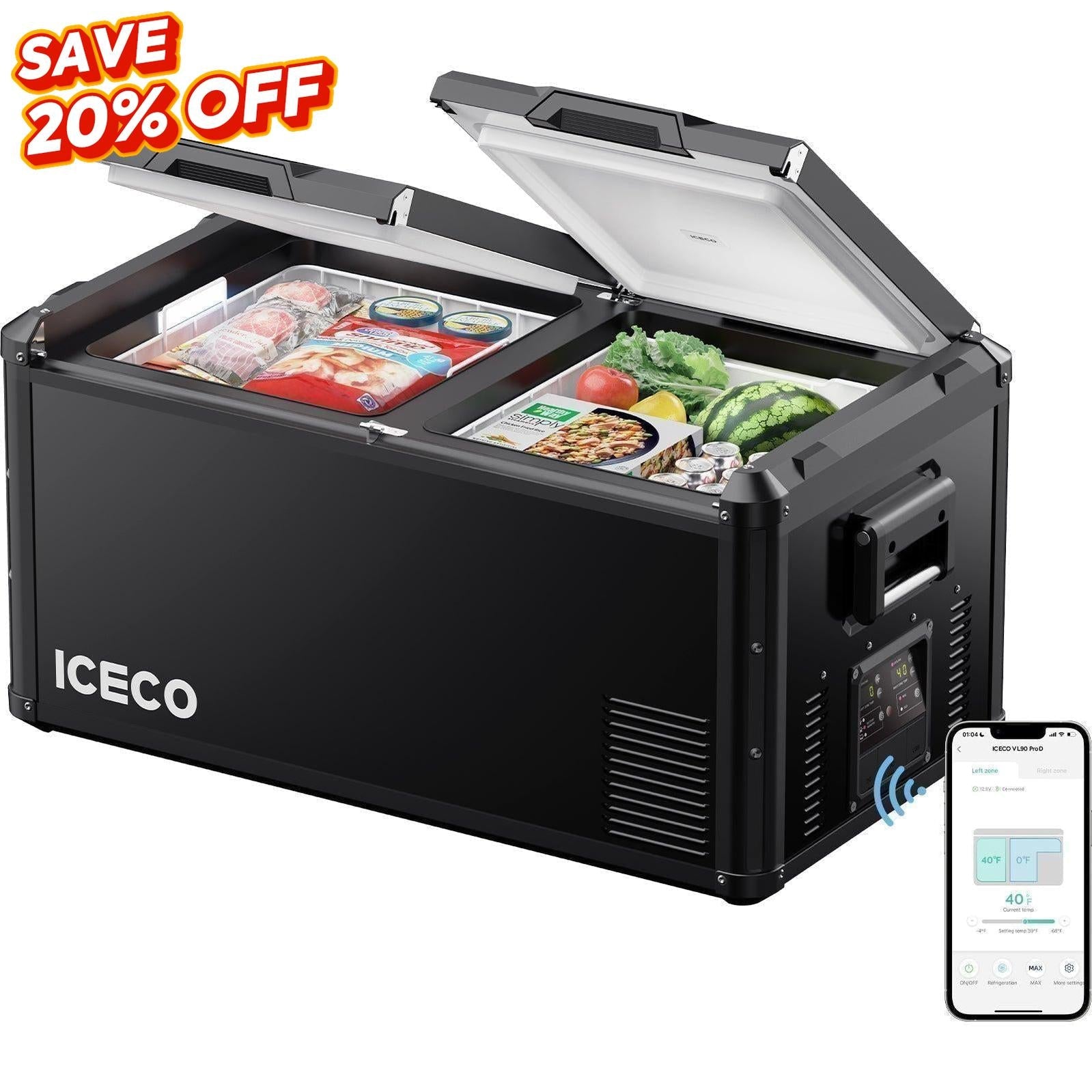 95QT VL90ProD Dual Zone RV 12 volt Fridge Freezer | ICECO