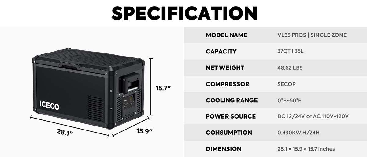 VL35ProS Single Zone Portable Freezer | ICECO | 35 LT - image 3