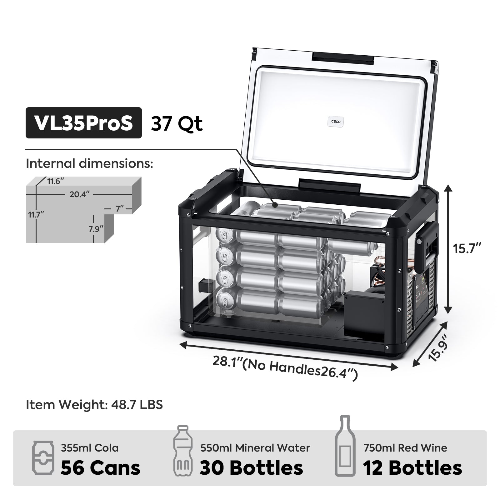37QT VL35ProS With Cover Portable Fridge Electric Cooler | Ship Out In Early April