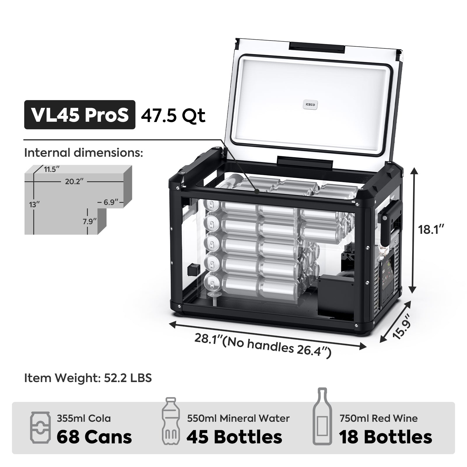 47.5QT VL45ProS Single Zone Portable Fridge Freezer | ICECO