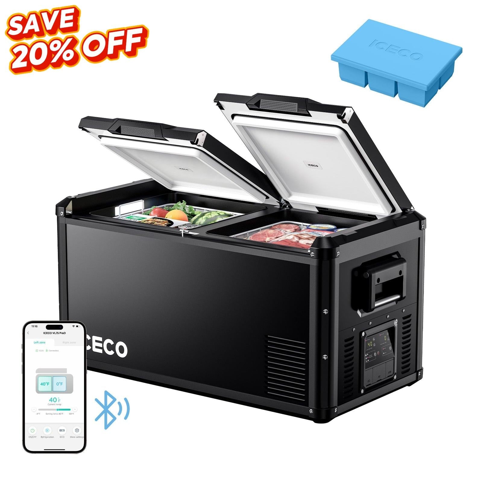 79.2QT VL75ProD 12V Heavy Duty Fridge Freezer With Ice Tray| ICECO