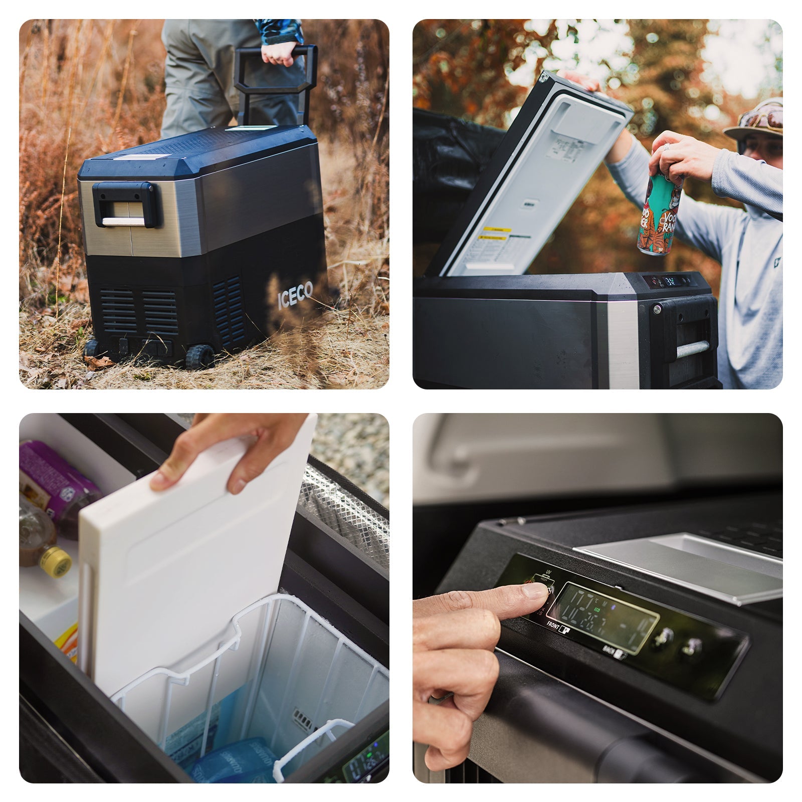 JP Pro Series 40/51QT Dual Zone Wheeled Car Fridge With Cover-SILVER | ICECO