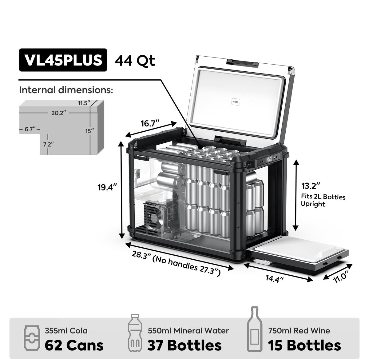 VL45Plus Single Zone 3-Way Access Portable Freezer | ICECO | 44 QT - image 5