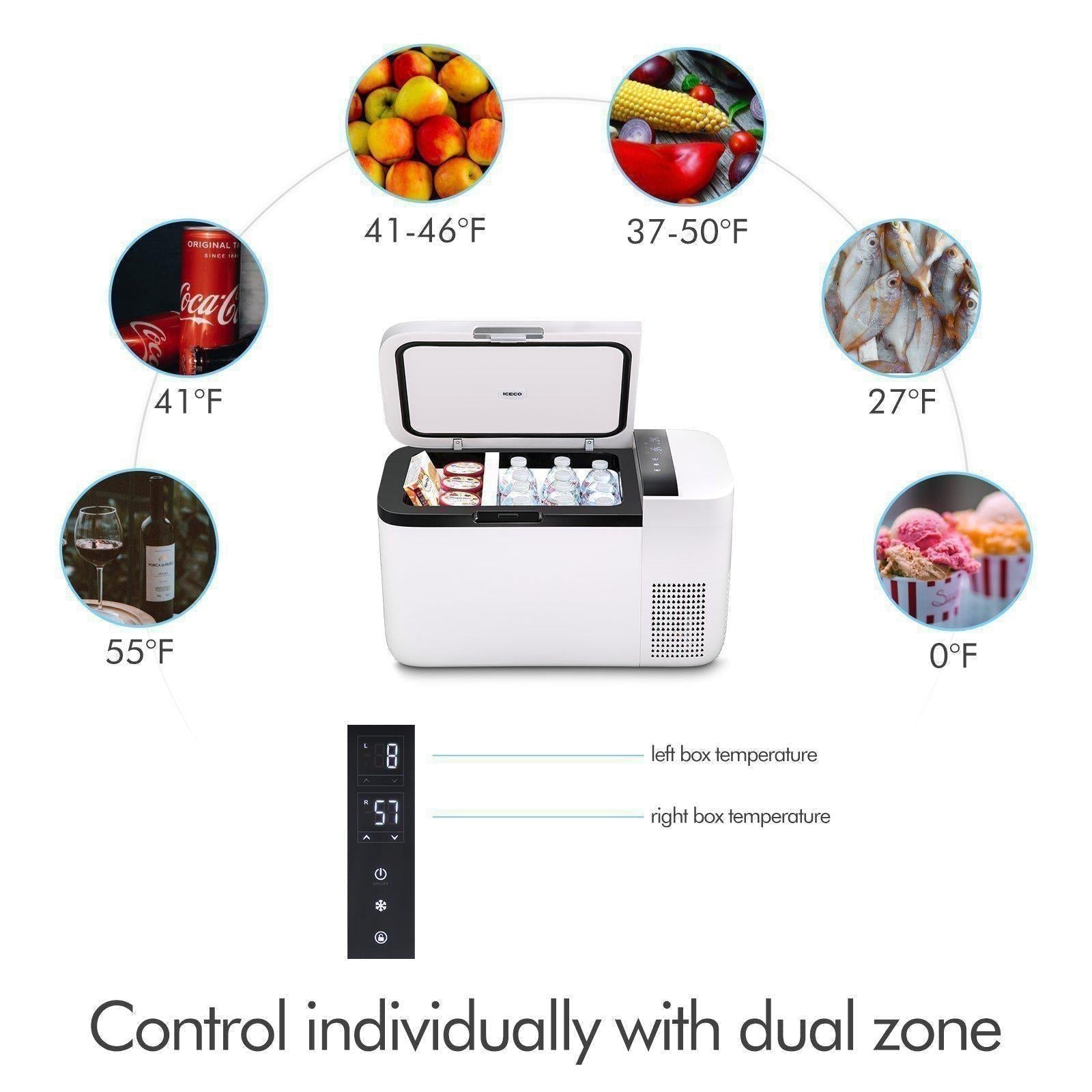 21QT GO20 Dual Zone 12V Portable Freezer (White) | ICECO