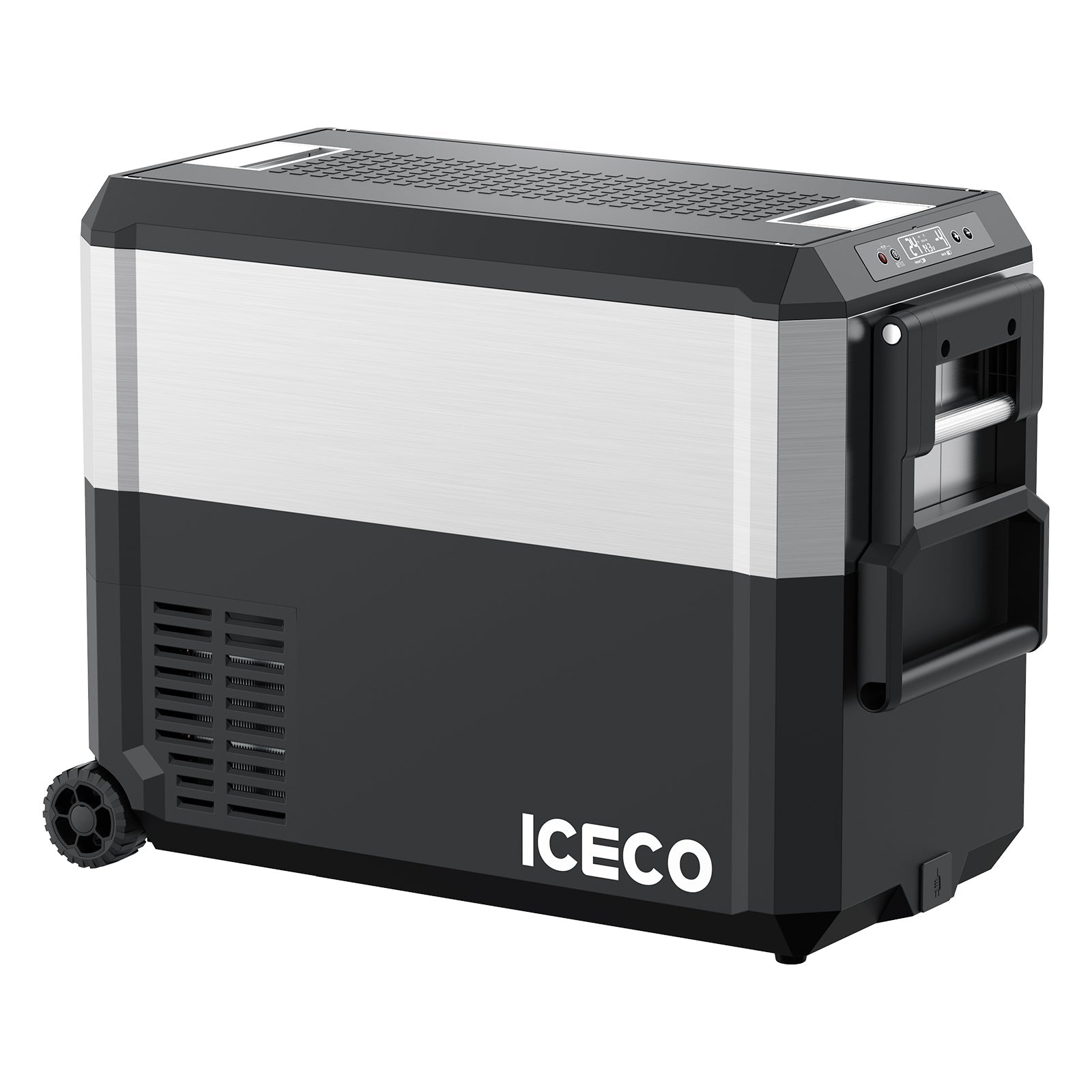 JP Pro Series 40/51QT Dual Zone Wheeled Car Fridge With Cover-SILVER | ICECO