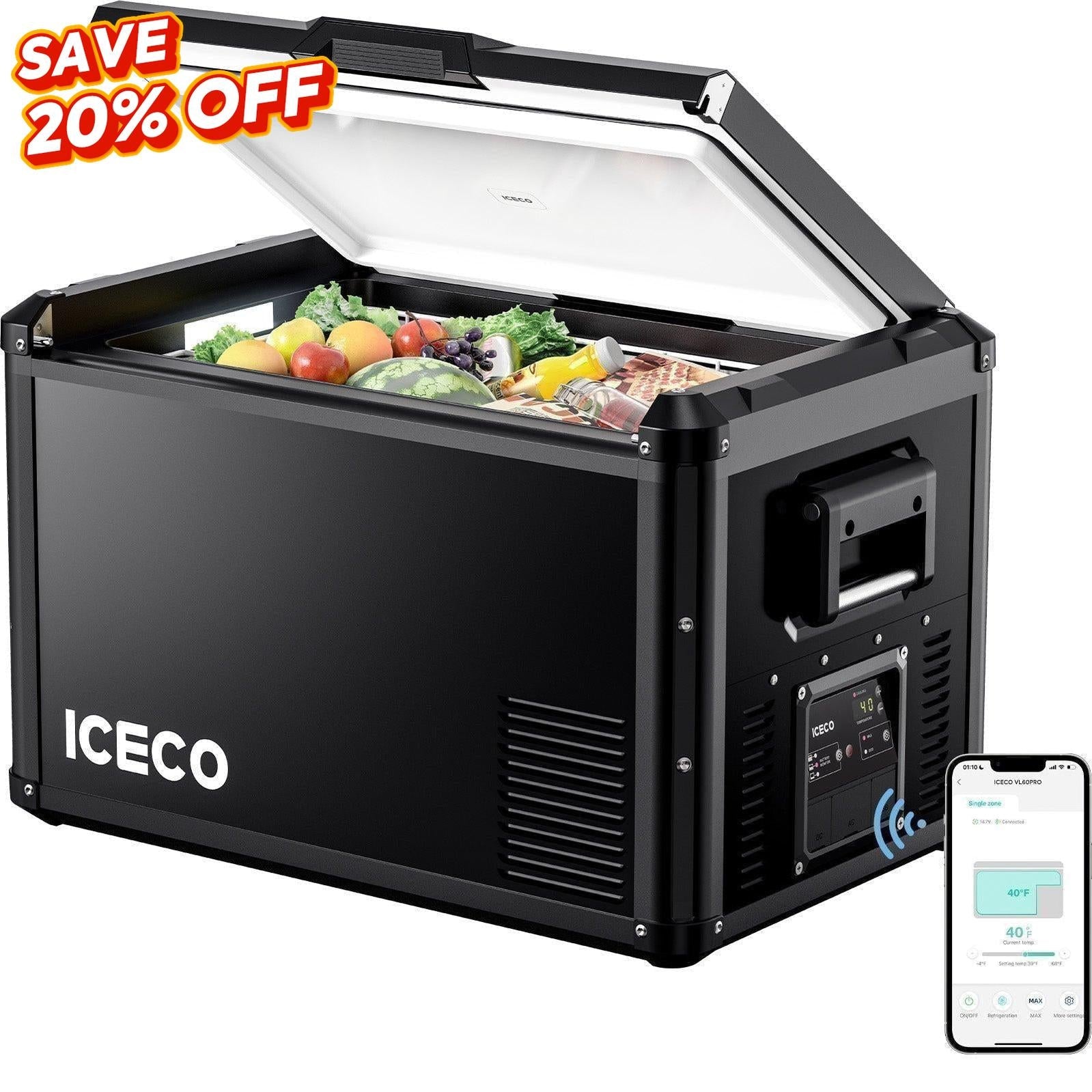 47.5QT VL45ProS Portable Single Zone Fridge With Magnetic Power Bank | ICECO
