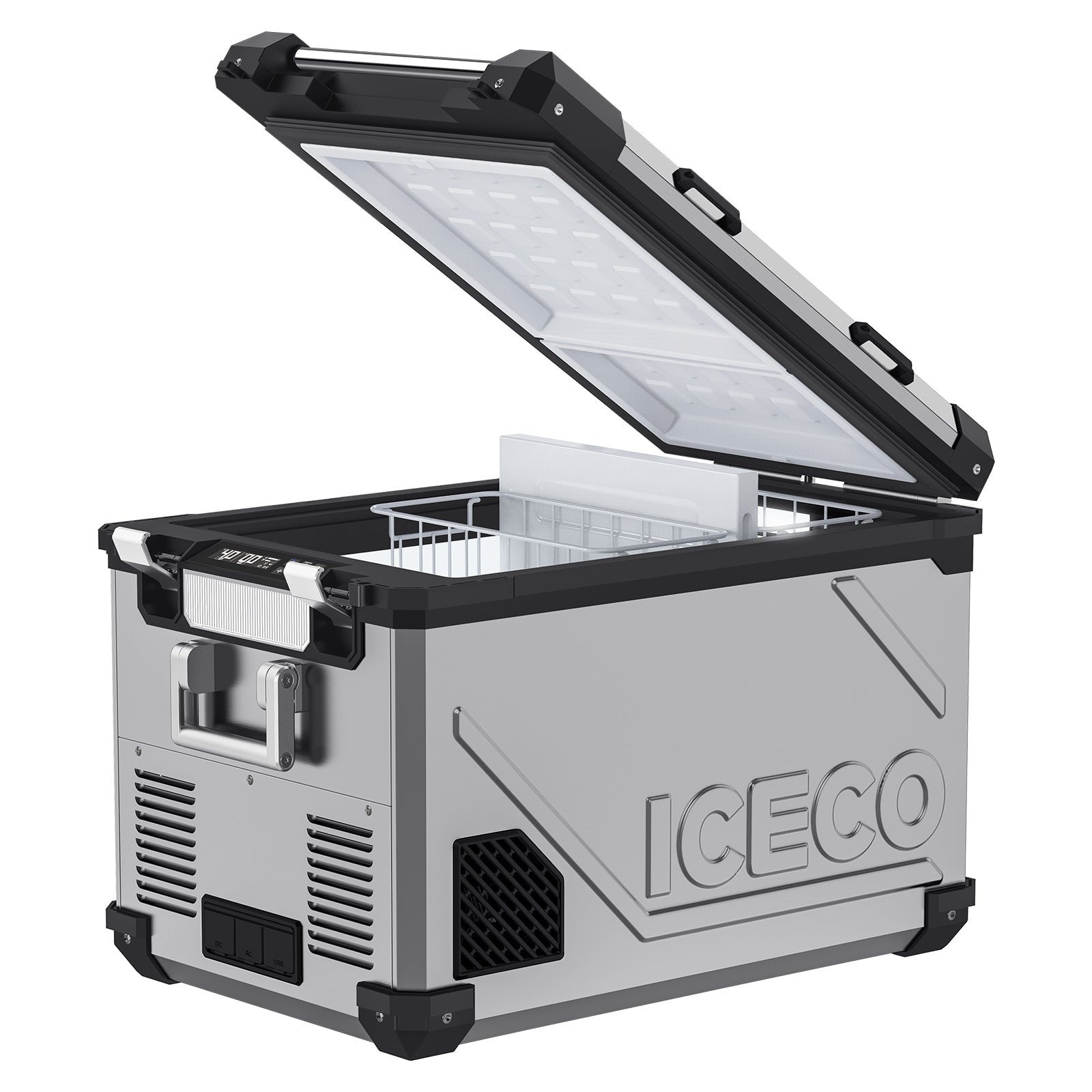 APL55-Silver Power Combo Dual Zone 12 Volt Fridge with Magnetic Battery |  ICECO