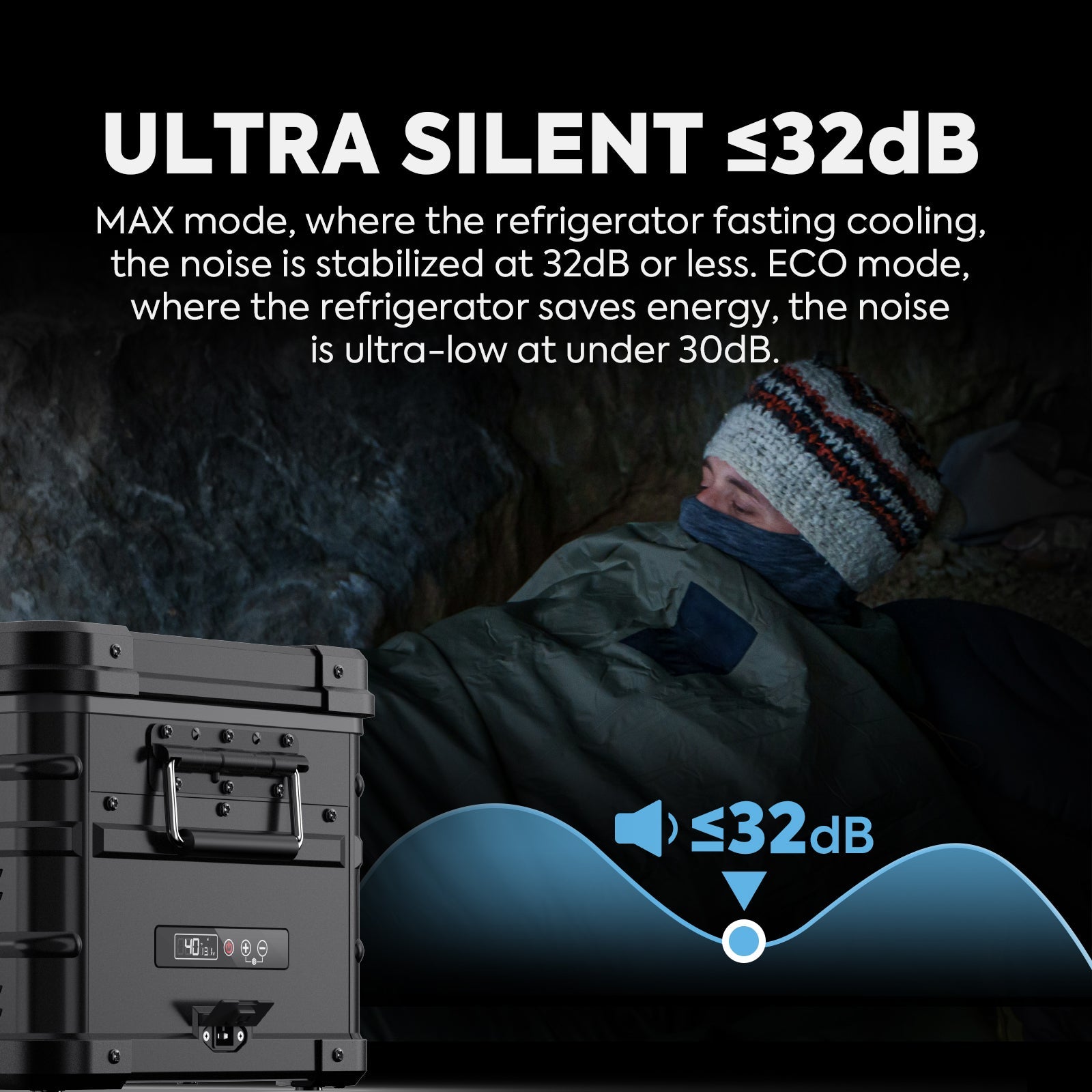 21QT APL20 Black Single Zone Aluminum Freezer With Magnetic Power Bank | ICECO