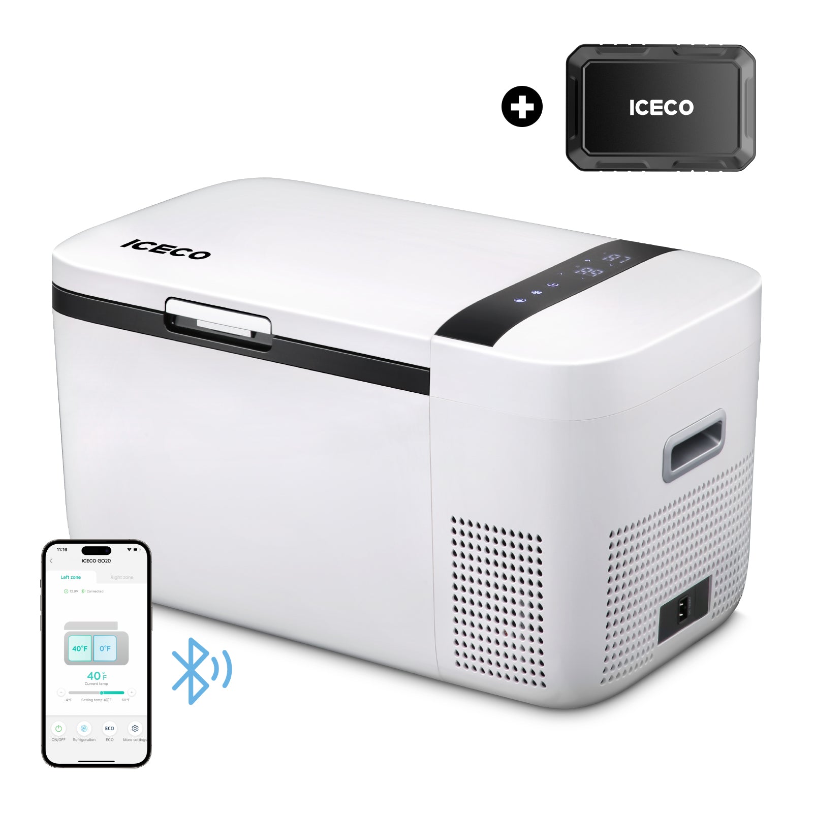 21QT GO20 Dual Zone 12V Car Fridge with Magnetic Power Bank  | ICECO