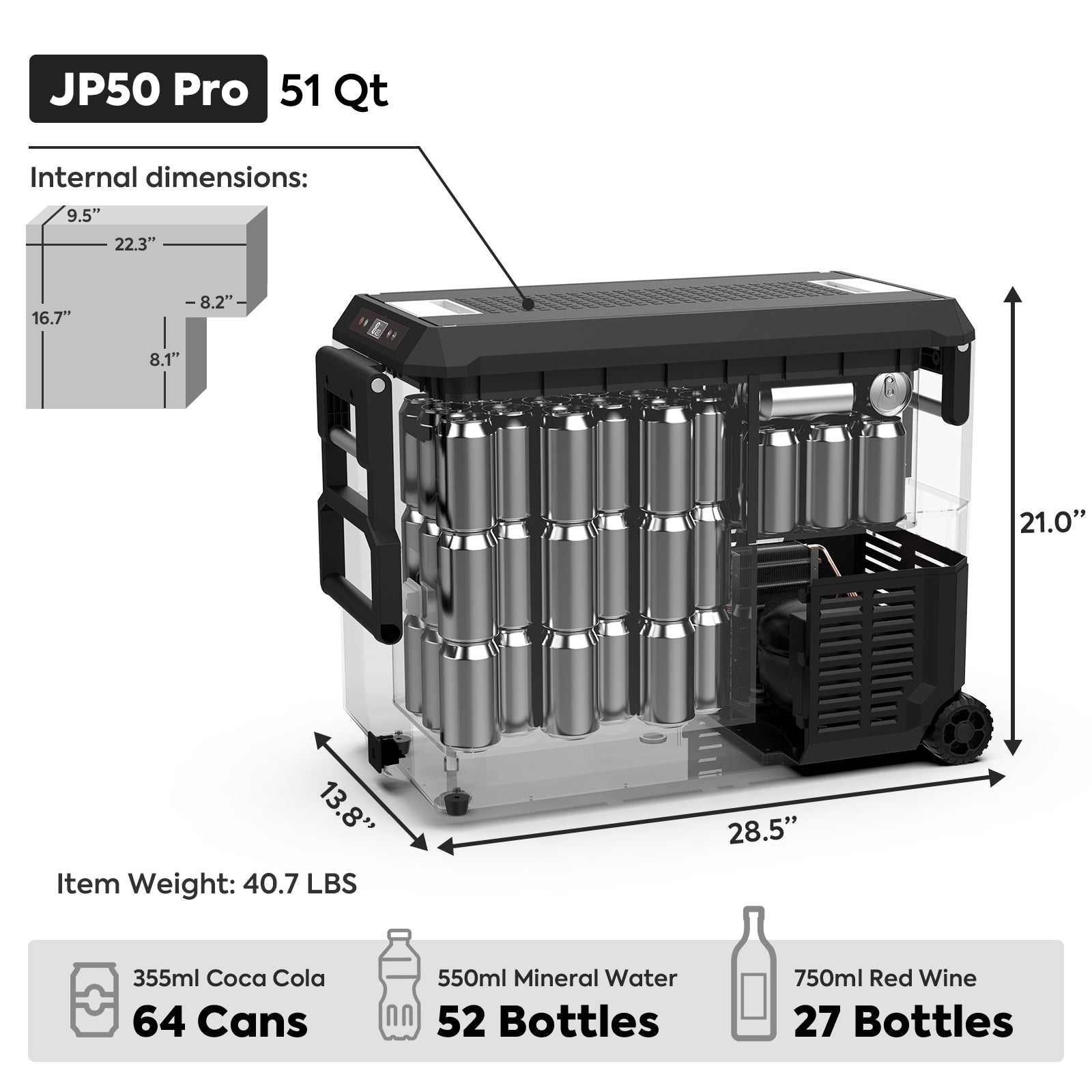 51QT JP50 Pro Wheeled Portable Freezer With Cover Car Fridge | ICECO
