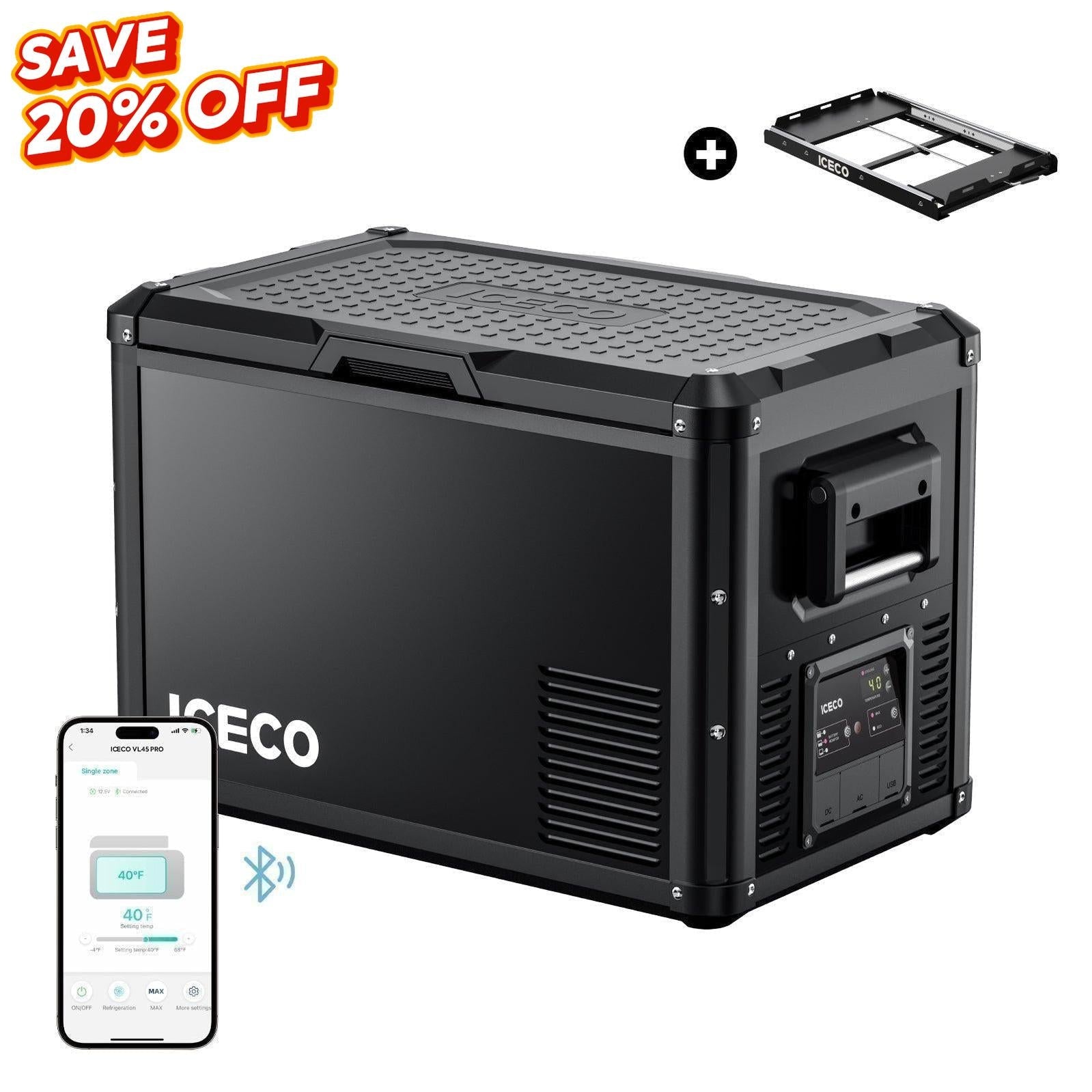 47.5QT VL45ProS Single Zone Portable Fridge Freezer with Slide Mount | ICECO