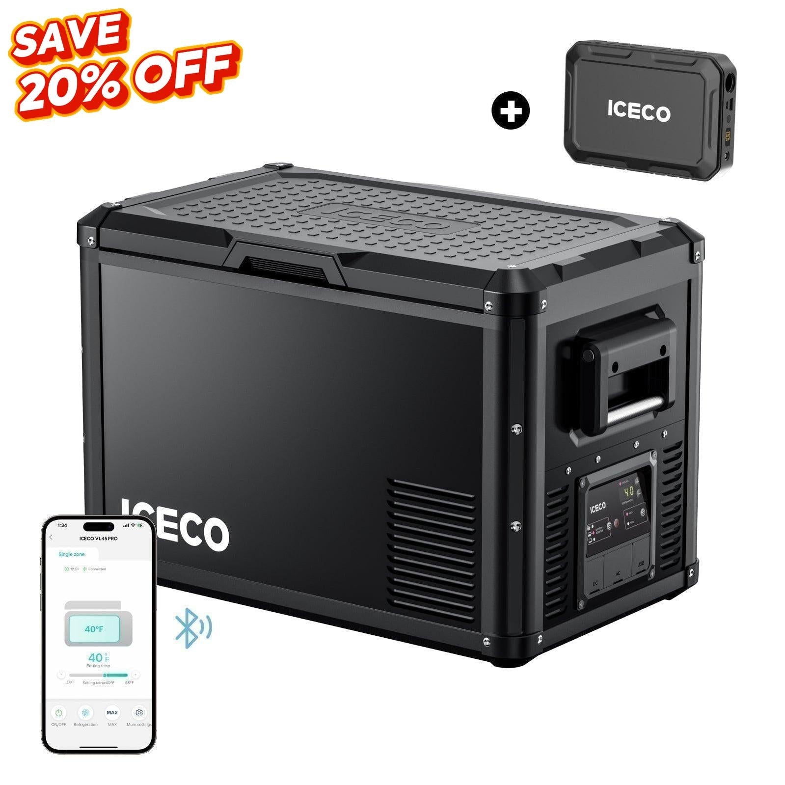 47.5QT VL45ProS Portable Single Zone Fridge With Magnetic Power Bank | ICECO