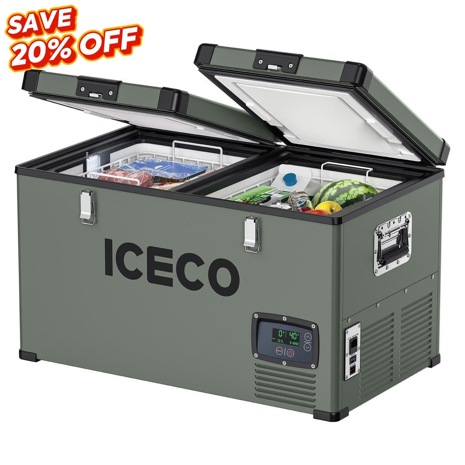 63.4QT VL60 Dual Zone Metal Fridge Freezer with Cover | ICECO