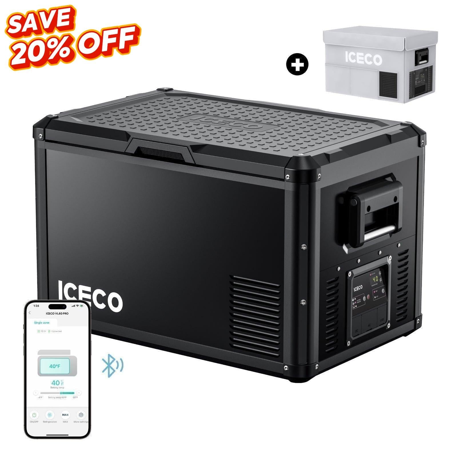 63.4QT VL60ProS With Cover Portable Fridge Electric Cooler | ICECO
