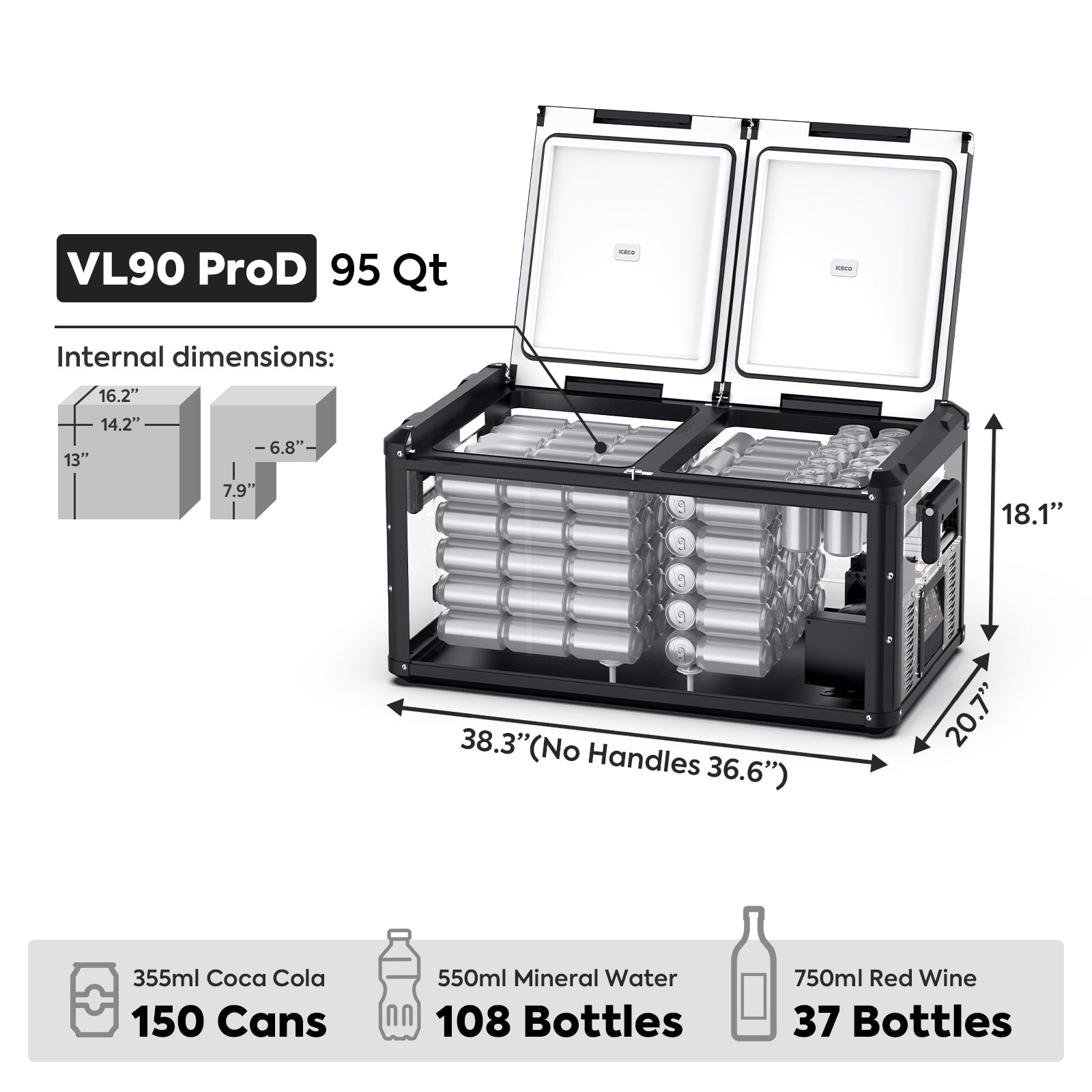 95QT VL90ProD Dual Zone RV 12 volt Fridge Freezer | ICECO